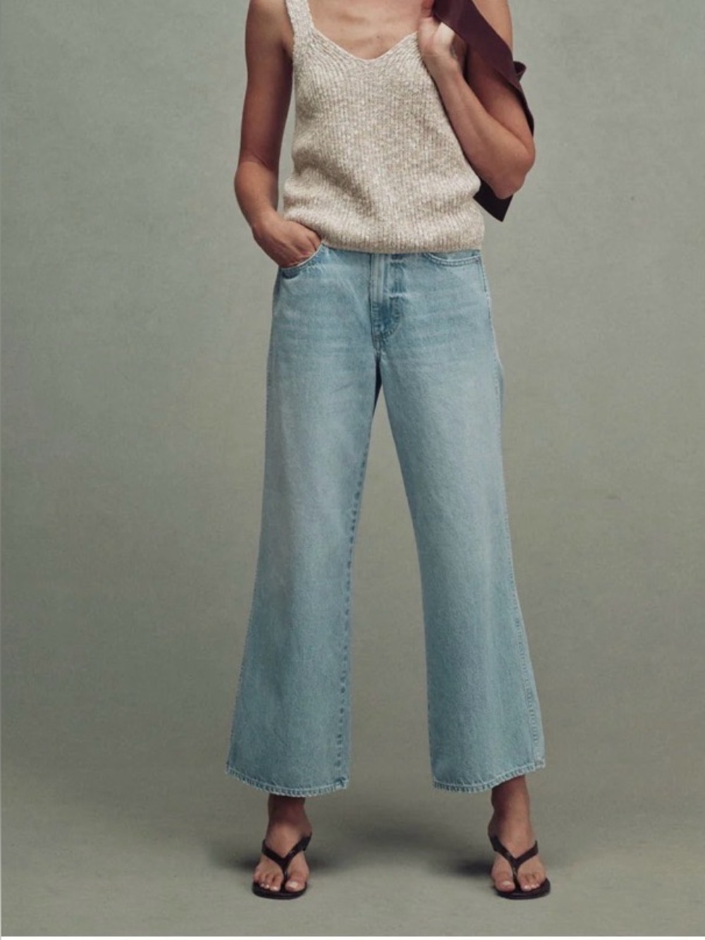 AMO Frida Crop Jeans 26 Light Wash High Rise Wide Leg Denim